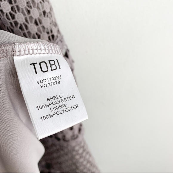TOBI Sincerely Yours Gray Lace Crochet Cut Out Mini Dress Sz S - Picture 8 of 9